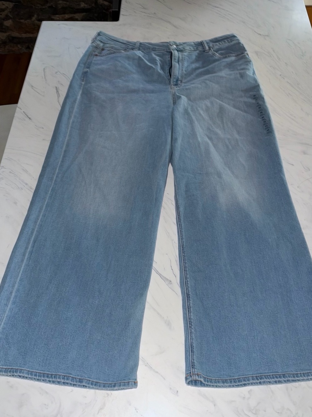 American eagle super high rise denim jean stretch baggy curvy wide 20 35 new nwt